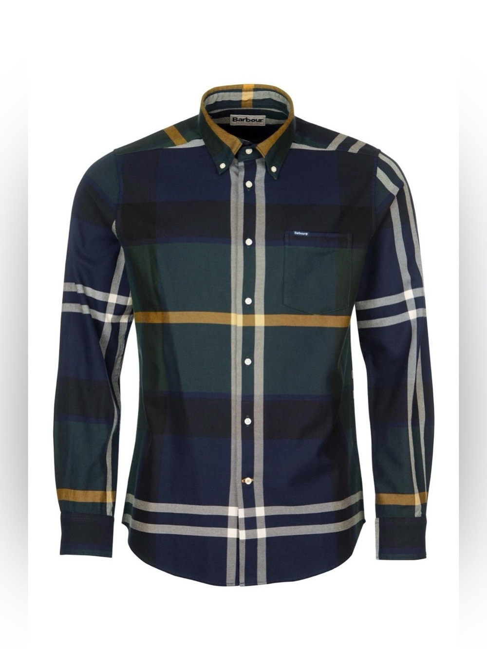 Barbour Men's Navy & Green Check Button-Down Shirt - Men’s Barbour Shirt XL